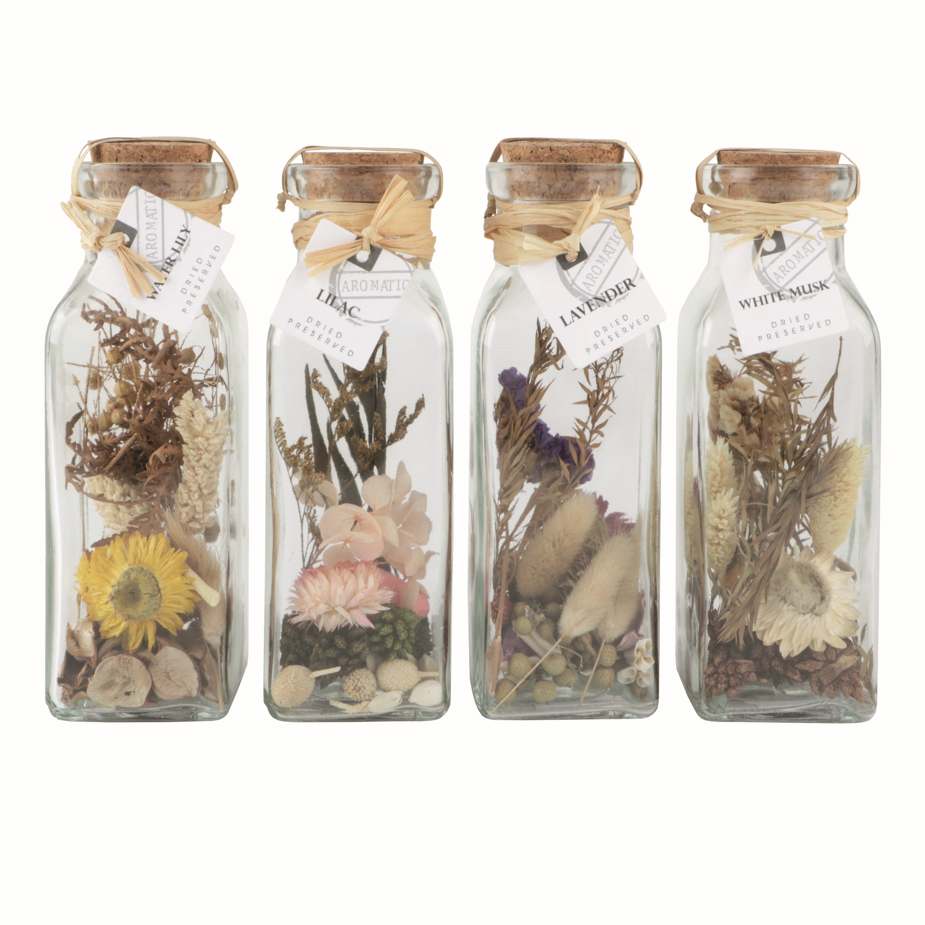 Picture of Potpourri mix in glazen flesje 6,5x6,5x19 cm assorti (ucl)