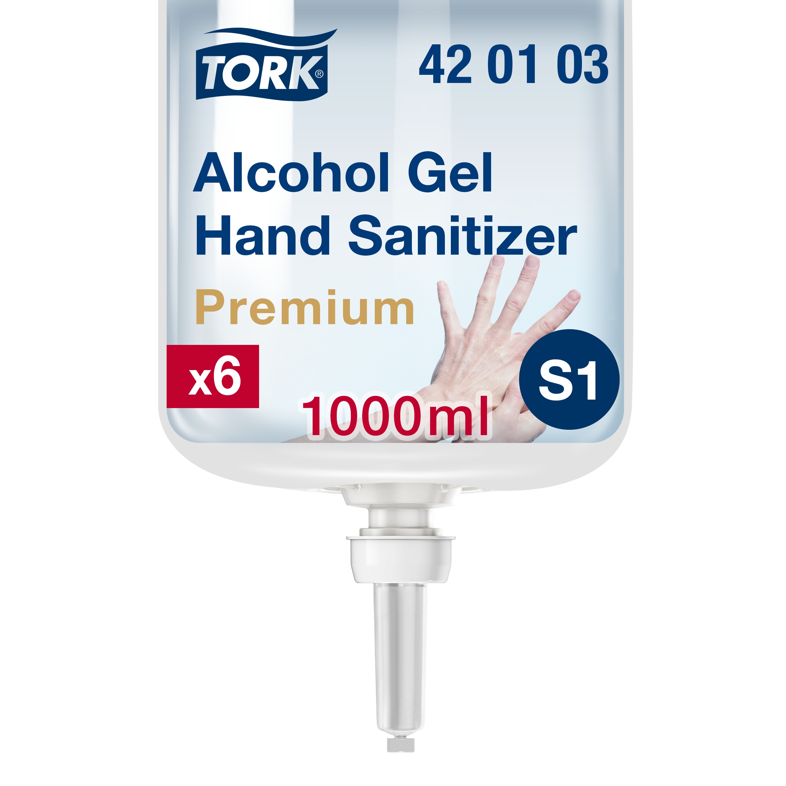 Afbeelding van Ds à 6 fles 1000 ml tork premium alcohol gel S1