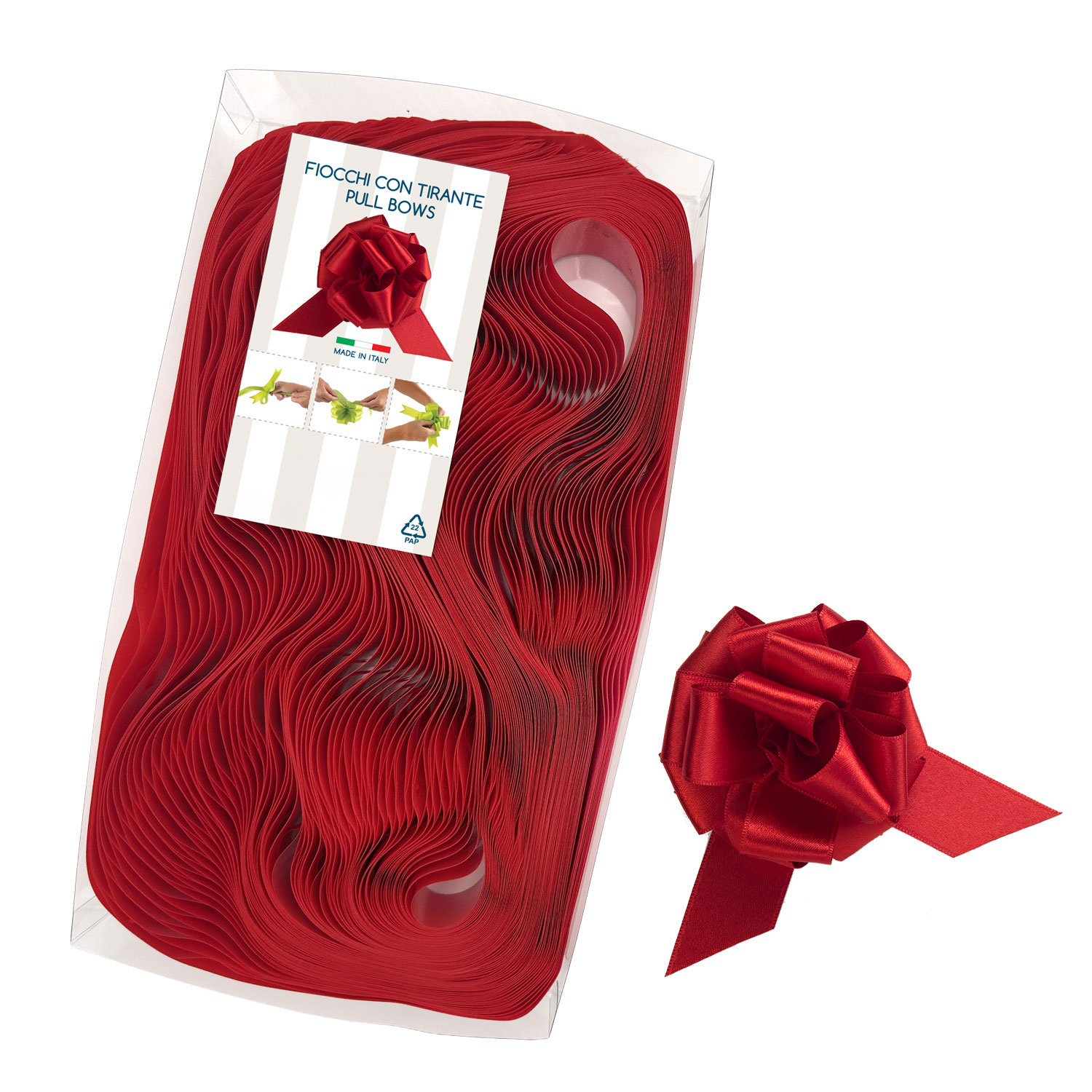 Afbeelding van Pak à 25 satijn trekstrik Ø80 mm 25 mm rood