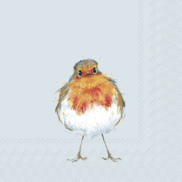 Picture of Pak à 20 servetten 33x33 cm 3 laags Roodborstje aquarel