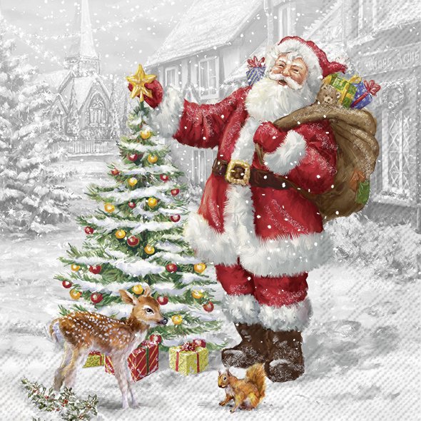 Picture of Pak à 20 servetten 33x33 cm 3 laags Kerstman