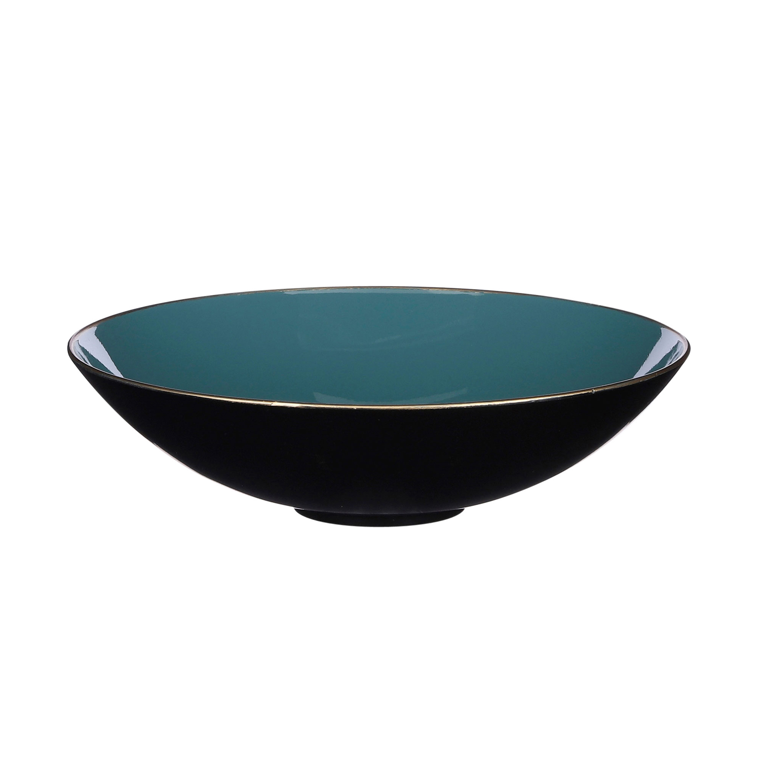 Afbeelding van Kunststof schaal 28x7,5 cm turquoise/zwart/goud