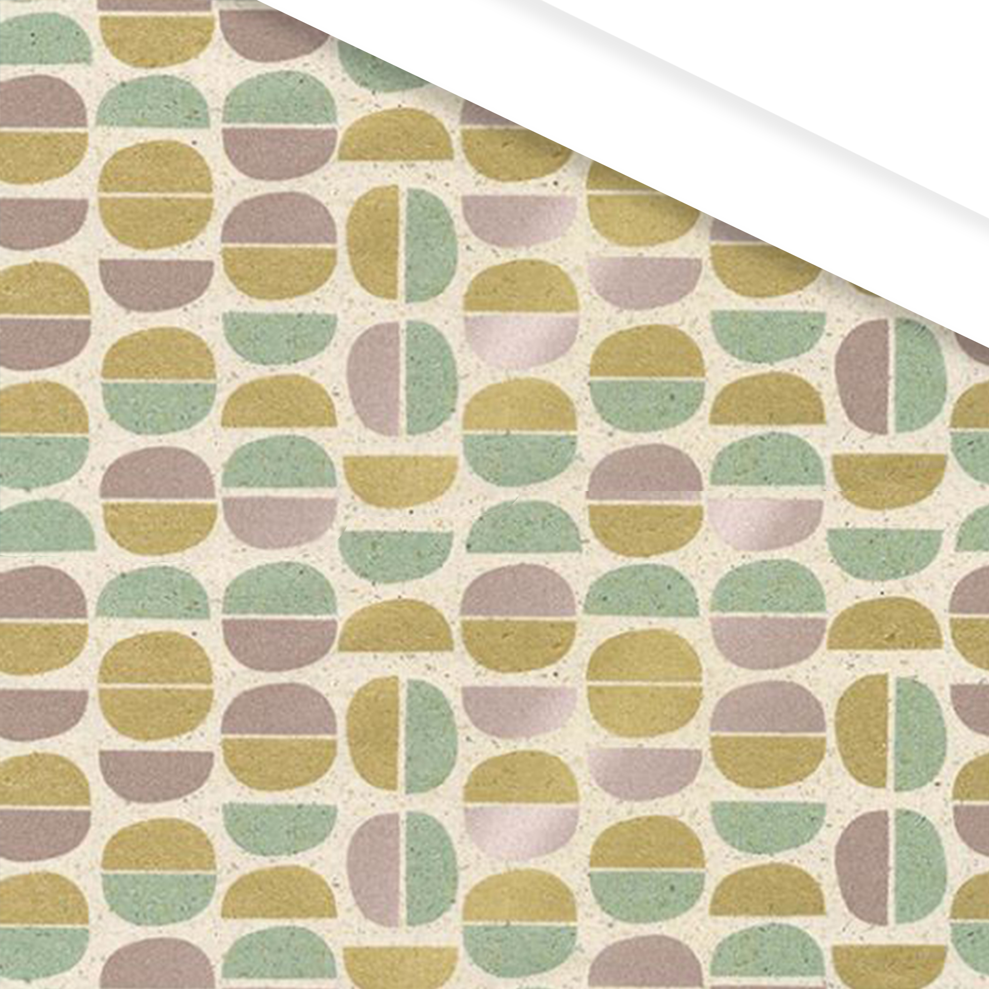 Afbeelding van Rol kadopapier 50 cm 100 mtr met halve cellen mint/goud