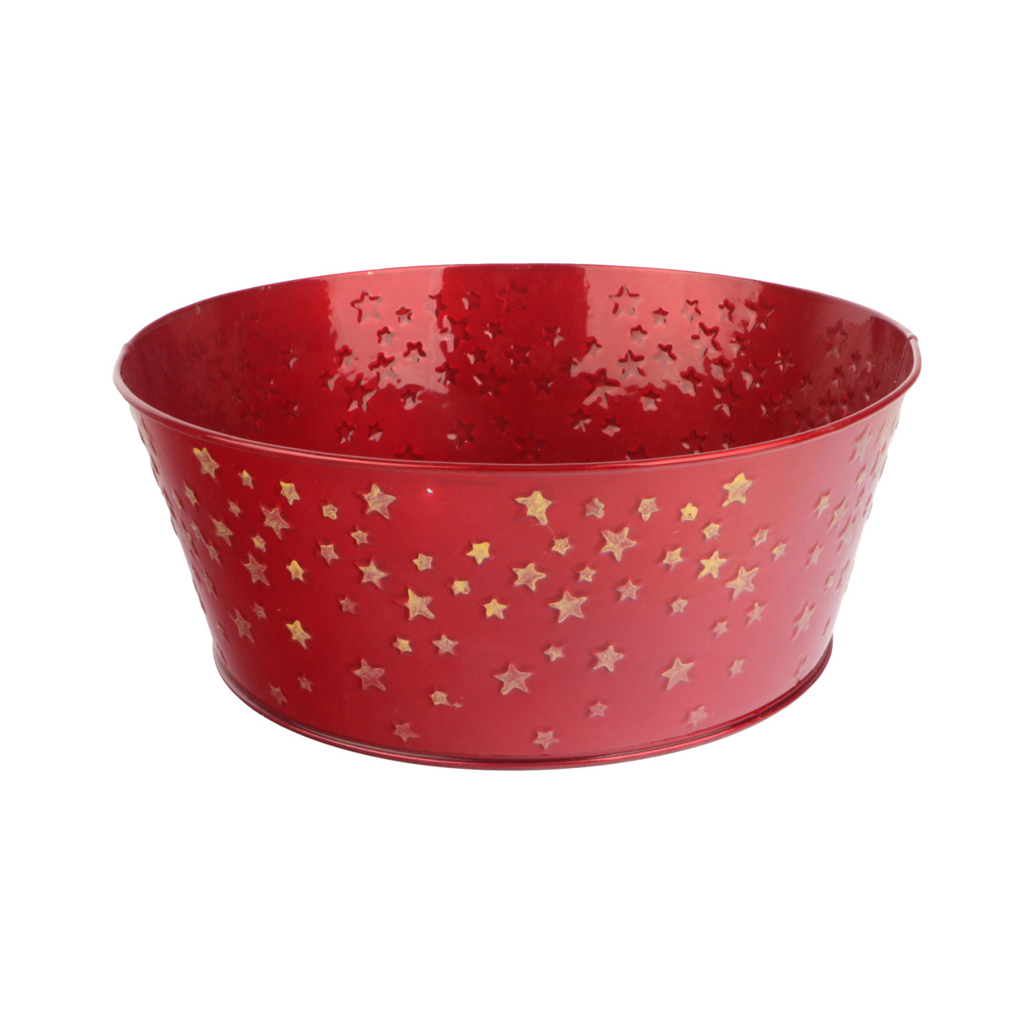 Picture of Zinc container 25x10 cm. Red with gold stars