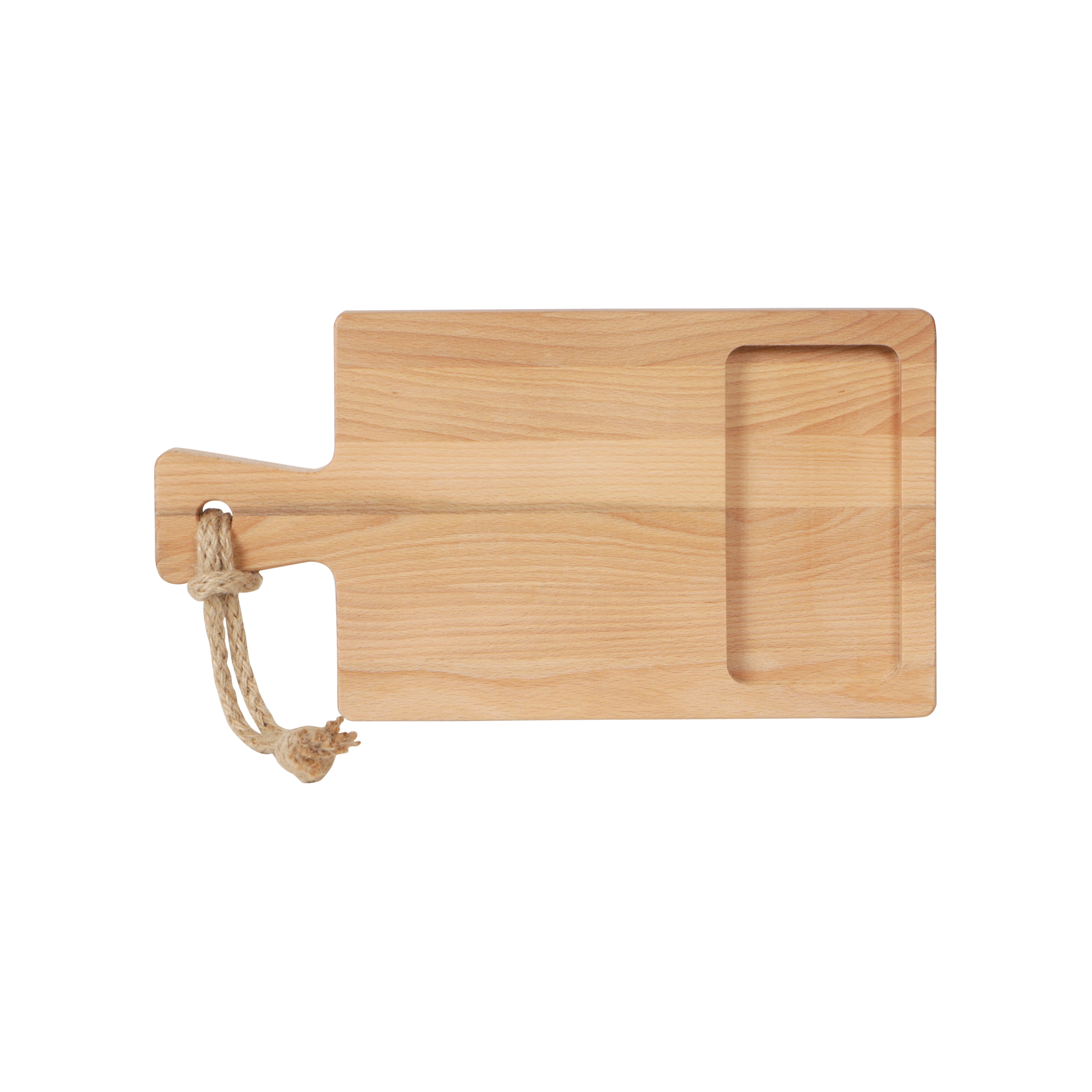 Picture of Beuken borrelplank 35x18,5x2 cm met 1 vak, greep en touw