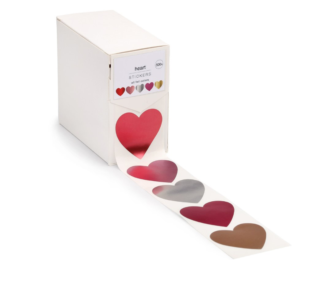Afbeelding van Rol à 500 etiket 4 cm Heart (5 dessins per rol)