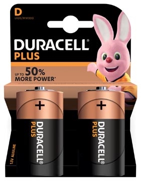 Afbeelding van Blister à 2 batterij Duracell plus power Lr-20 (D) 