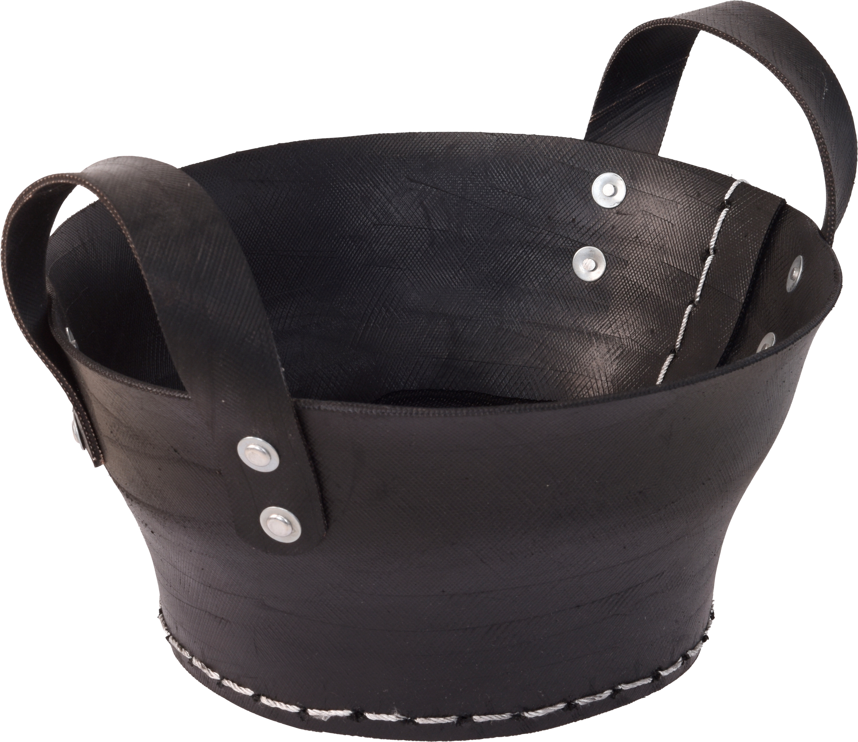 Picture of Mand rond 29x15 cm van rubber zwart met grepen