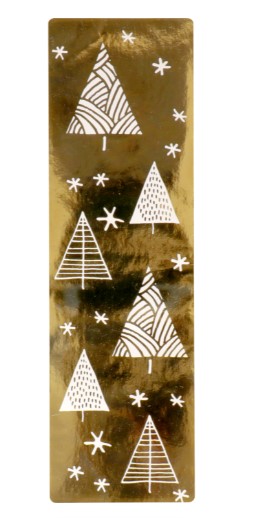 Afbeelding van Ds à 100 kado sluitsticker 20x6 cm Trees wit/goud