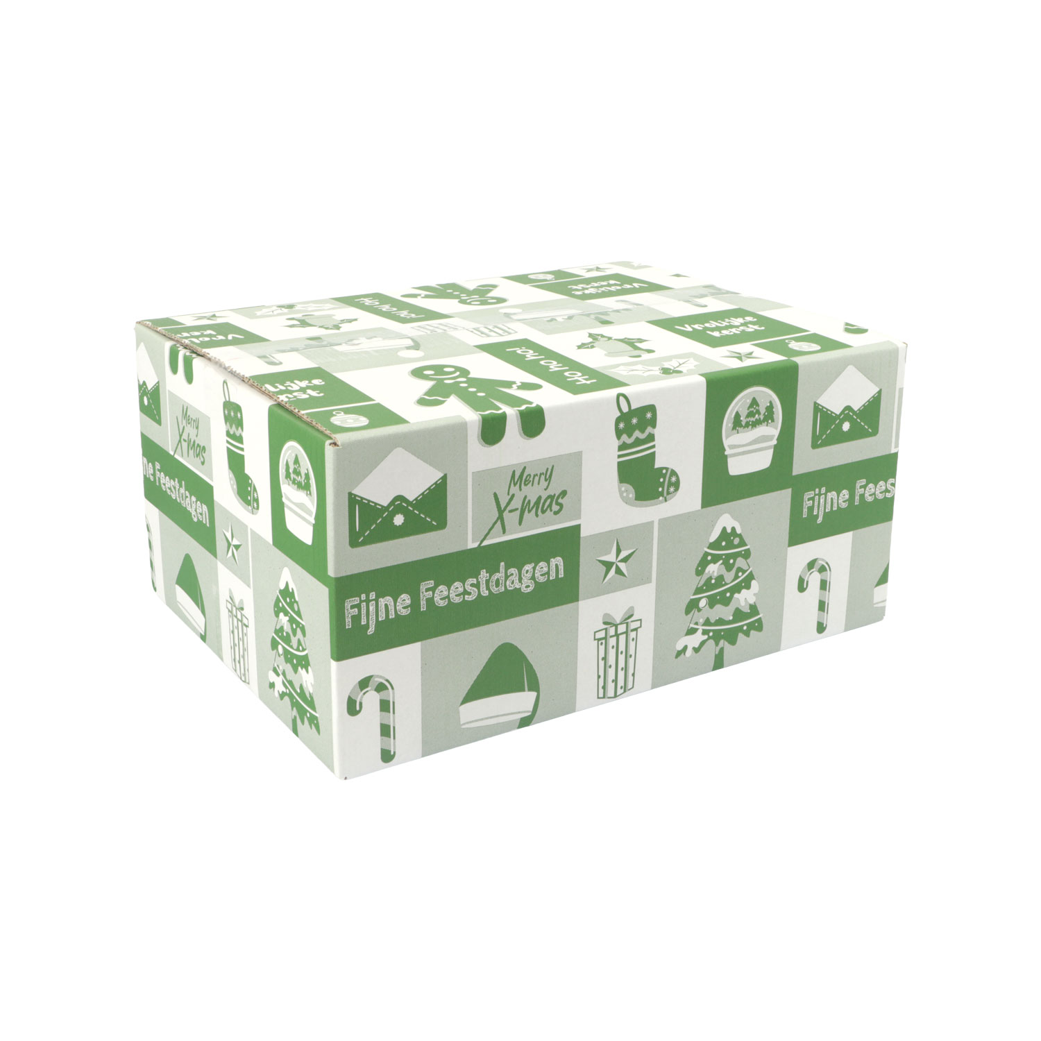Afbeelding van Kerstdoos C177 Ho ho ho! 39x29x17,7 cm groen