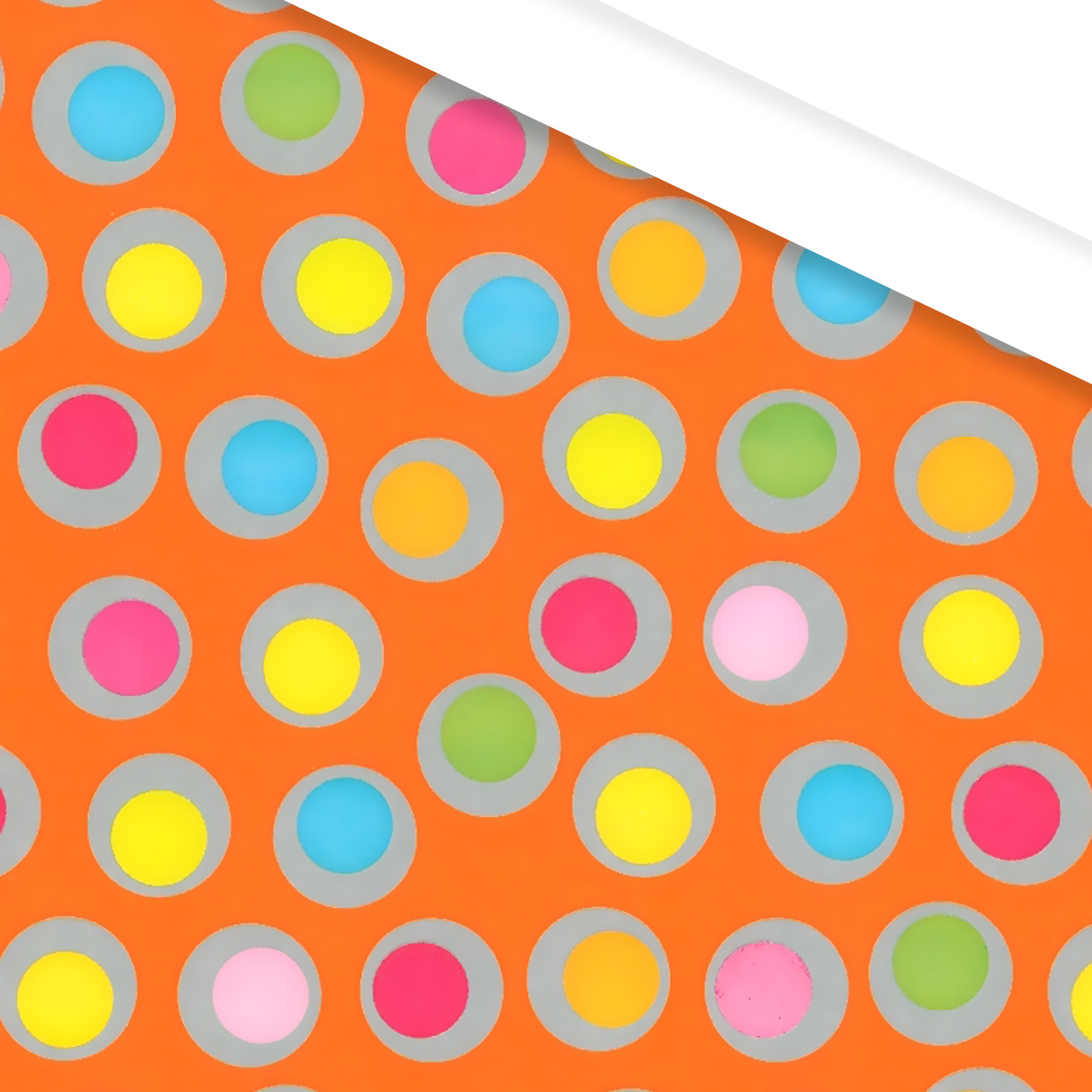 Picture of Rol kadopapier 50 cm/200 mtr oranje met rondjes
