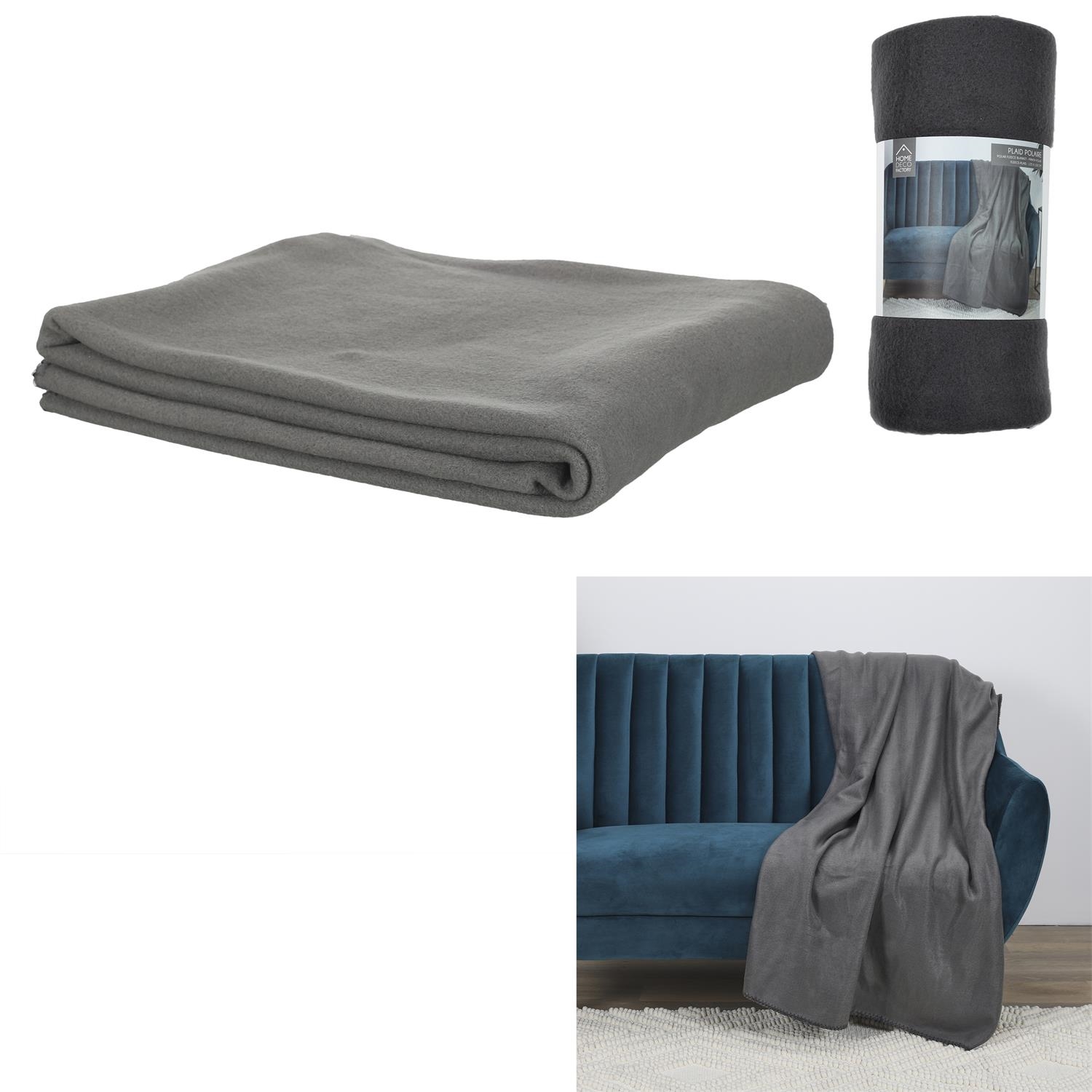 Afbeelding van Fleece deken 125x150 cm antraciet grijs 