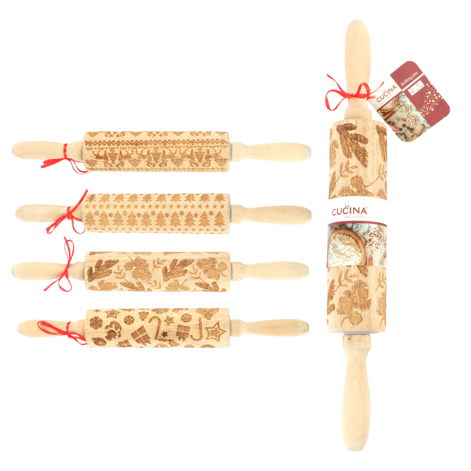 Picture of Deegroller kerst design 35,5x5x5 cm 4 assorti