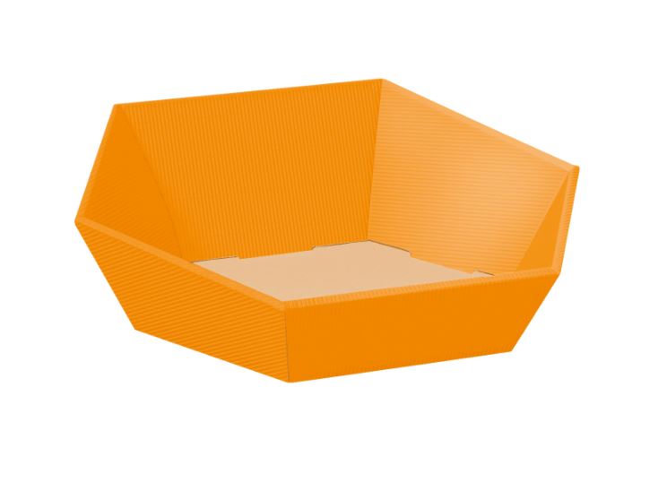 Picture of Ds à 25 kartonnen bak 29x27x6/10,5 cm 6 kant open golf oranje (ucl)