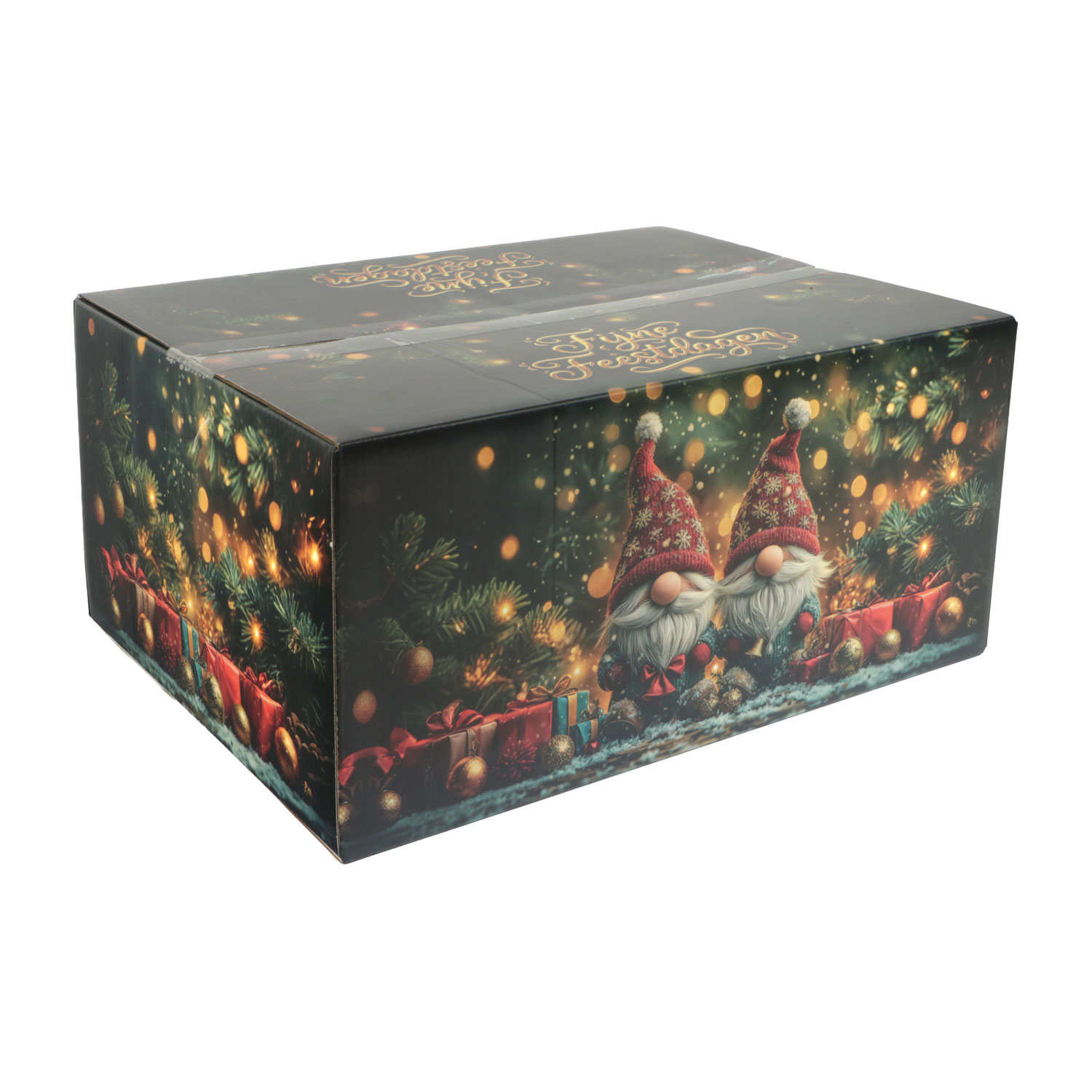 Afbeelding van Kerstdoos C175 Fijne Feestdagen 39x29x17.5 cm Gnoom