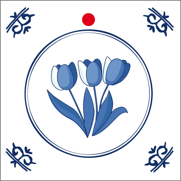 Picture of Pak à 20 kadokaartjes Delftsblauw Tulpen
