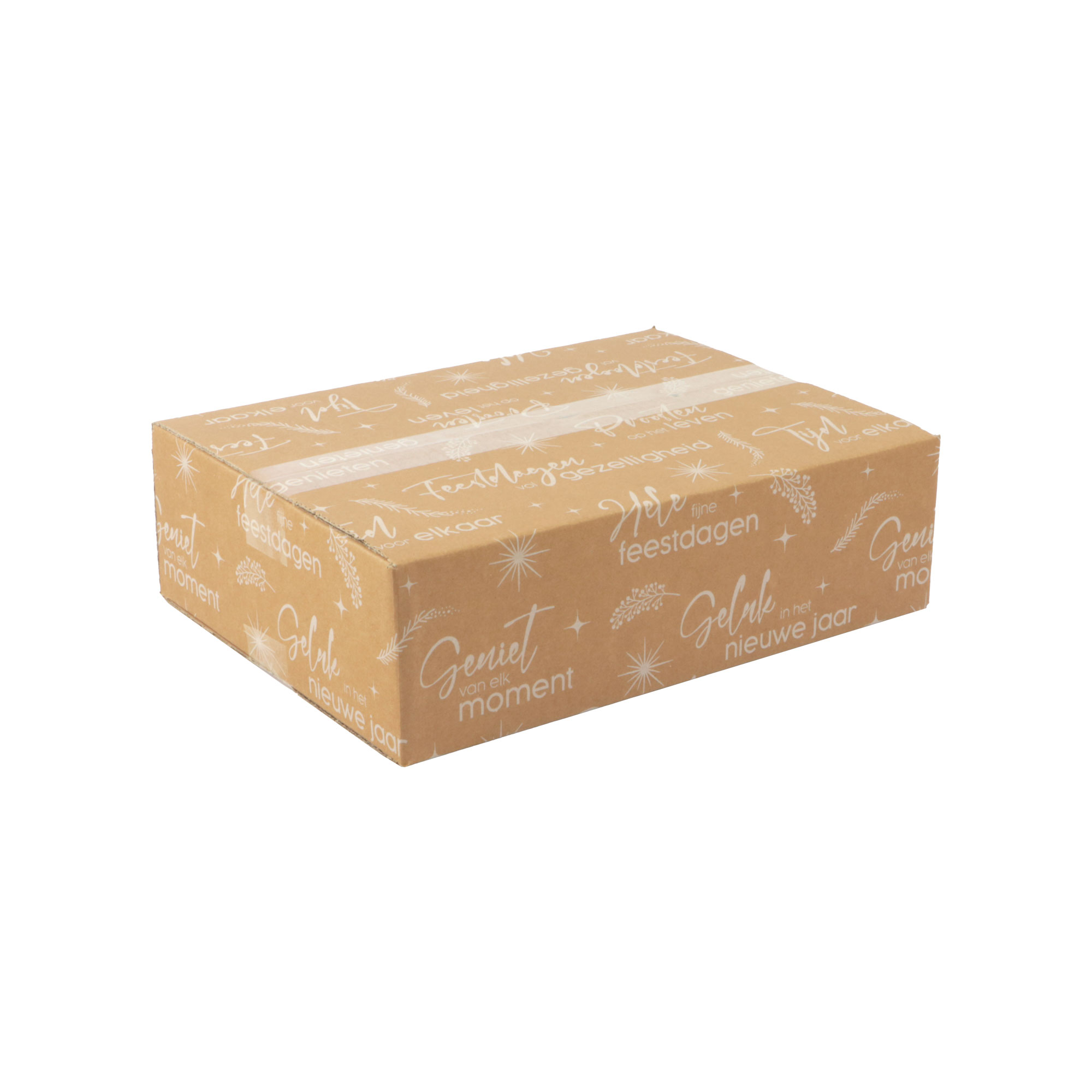 Picture of Kerstdoos C105 kerstwensen 39x29x10,5 cm kraft wit (uc)