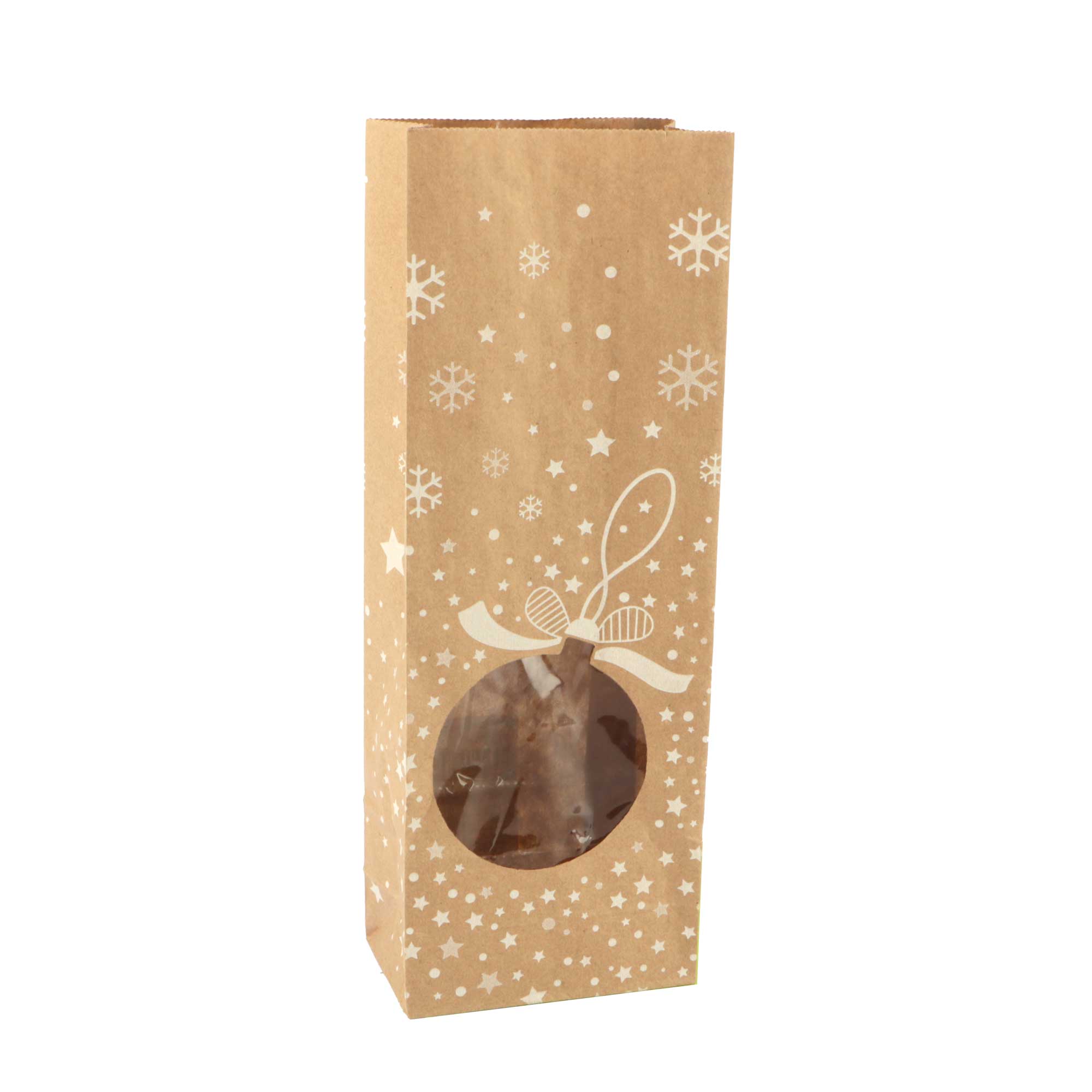 Picture of Pak à 100 vensterzak 10+5,5x28,5 cm kerstbal (uc)