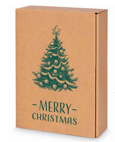 Afbeelding van Ds à 25 geschenkdoos 3 fles 36x25x9 cm kraft Merry Christmas