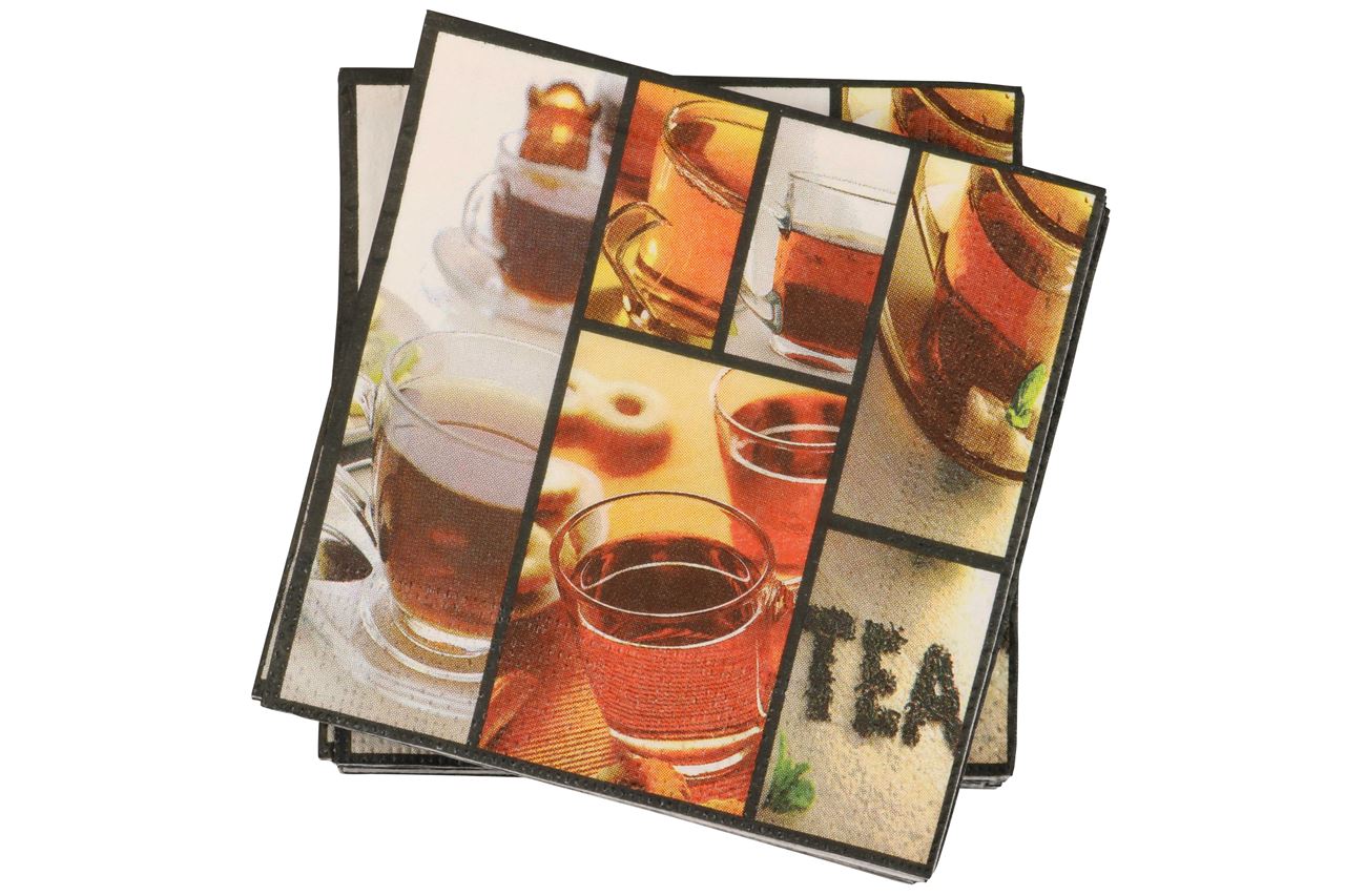 Picture of Pak à 20 servetten 22x22 cm 3 laags Thee  
