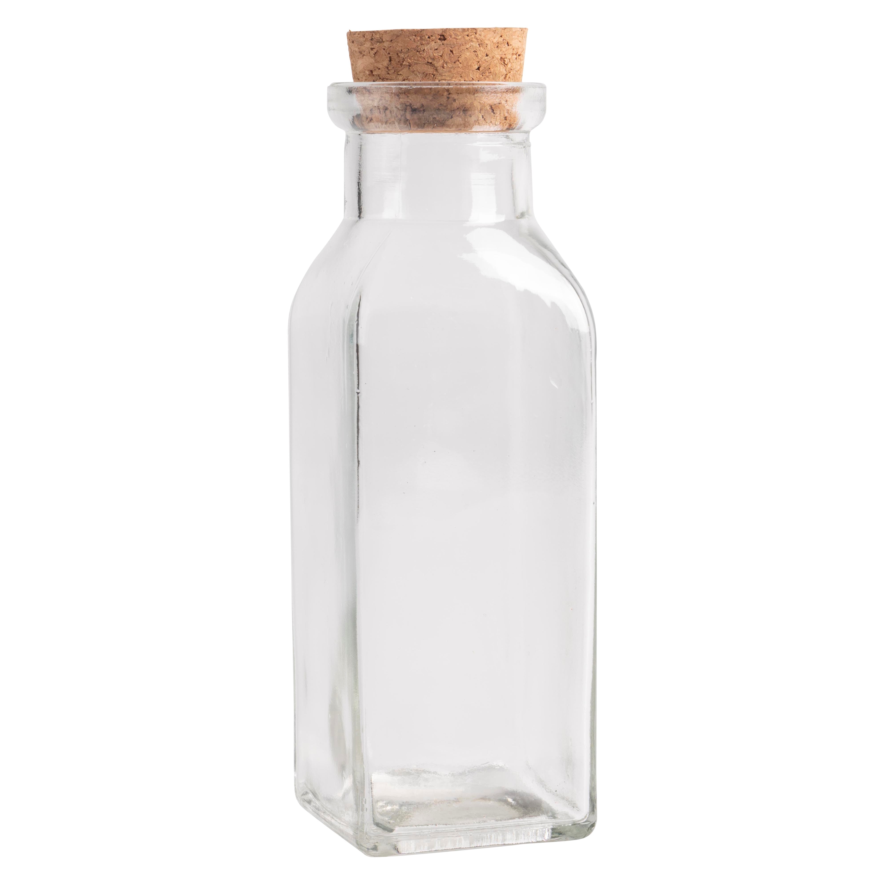 Picture of Glazen flesje 400 ml 6x6x18 cm met kurken dop 