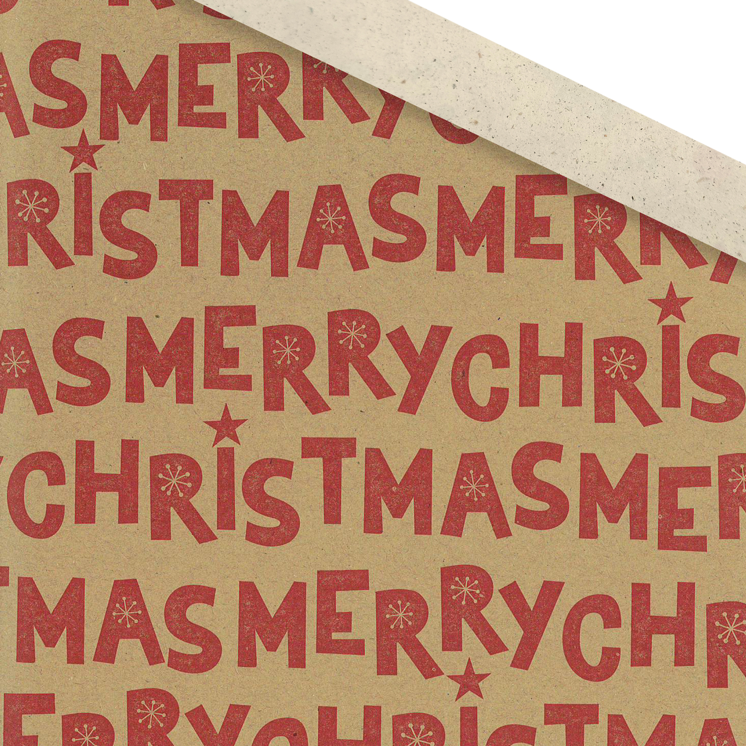 Picture of Rol kerstpapier 50 cm 100 mtr merry christmas rood bruin kraft