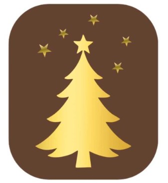 Afbeelding van Ds à 250 kado etiket 3,9 x 4,5 cm Kerstboom bruin/metallic goud
