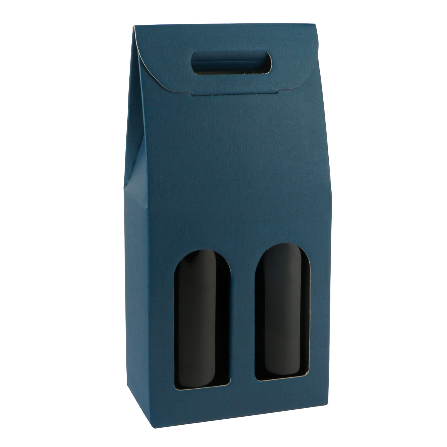 Picture of Ds à 30 draagkarton 2 fles blauw met venster 18x9x38,5 cm 