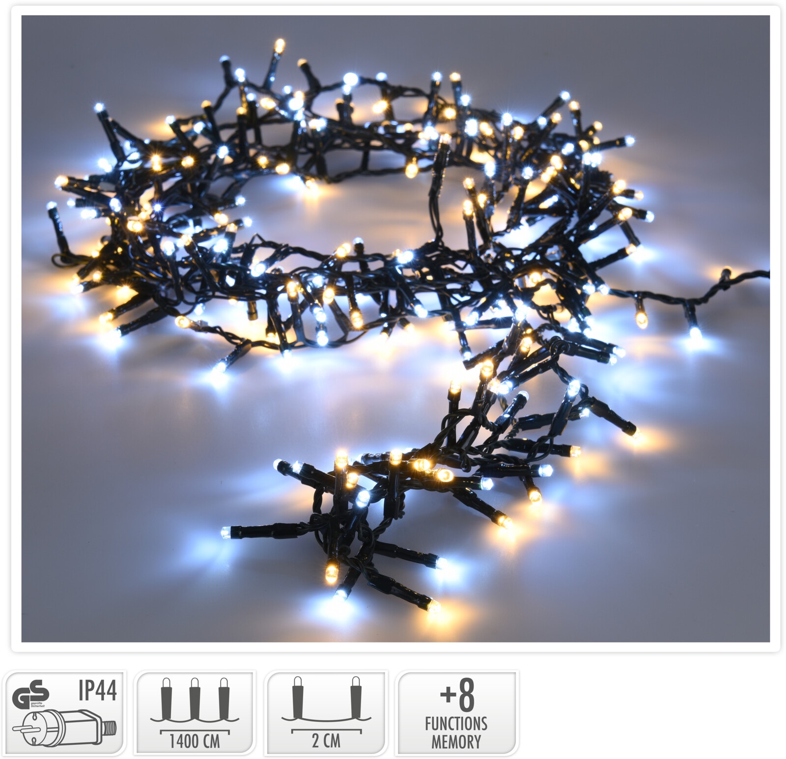 Afbeelding van Cluster verlichting 14 mtr 700 led warm wit
