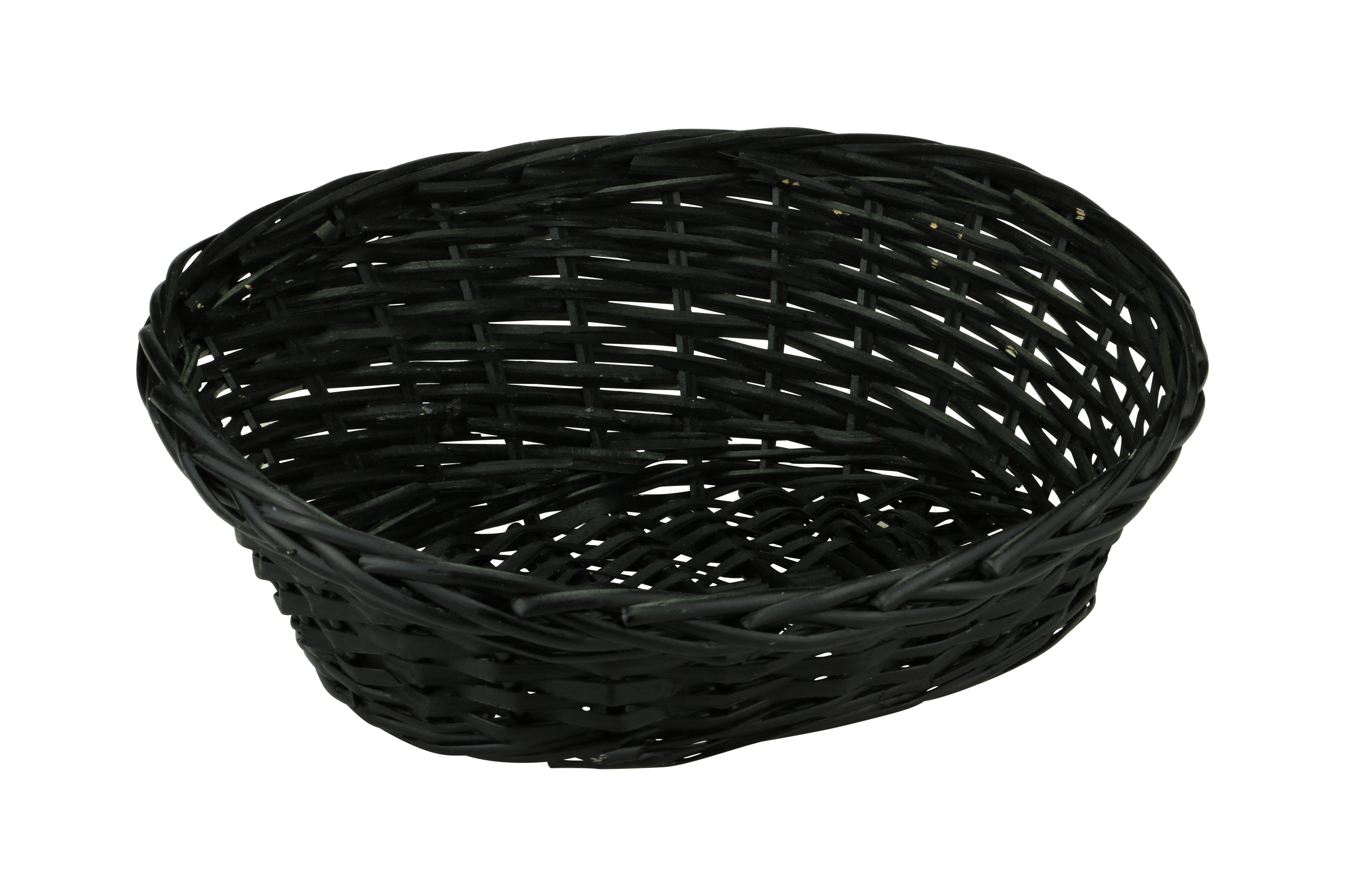 Picture of Oval basket 40x33x8/15 cm with high back, black, willow