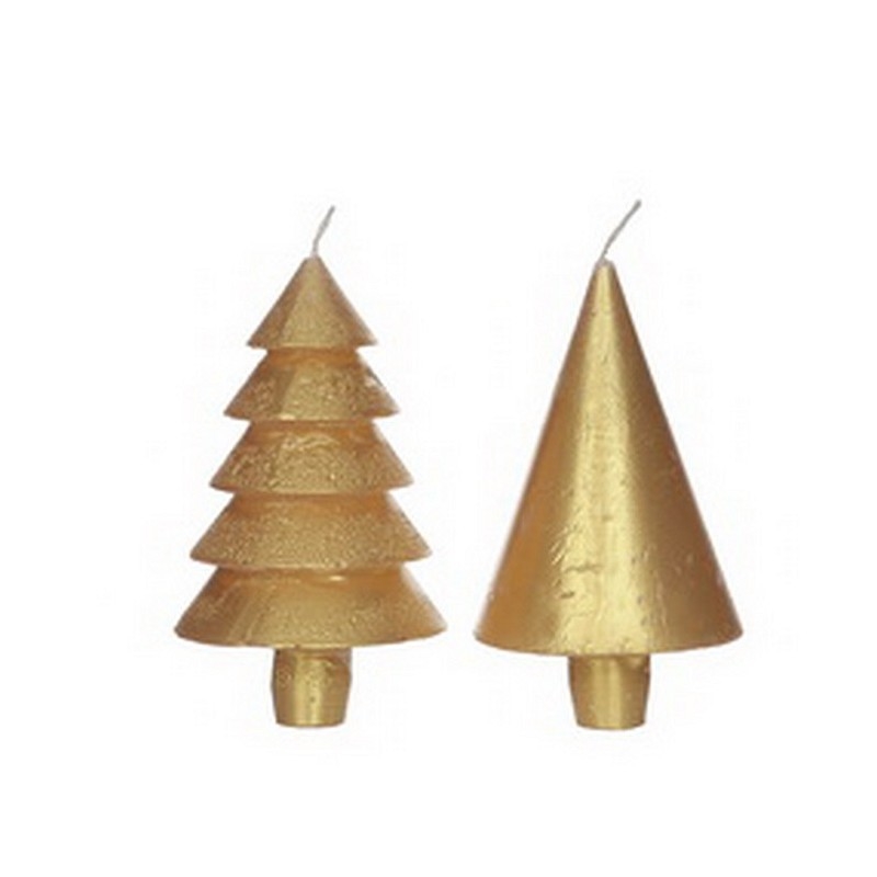 Picture of Ds à 6 kerstboom kaarsen 7x12 cm goud assorti (uc)