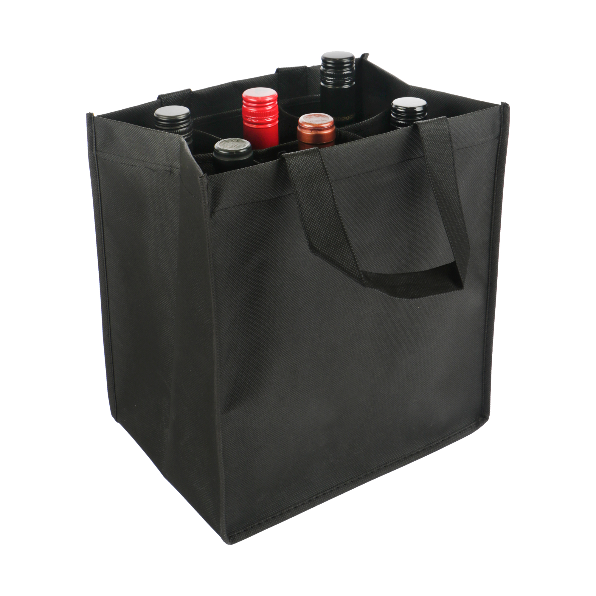 Picture of Zwarte non woven tas 27+18x30 cm voor 6 flessen