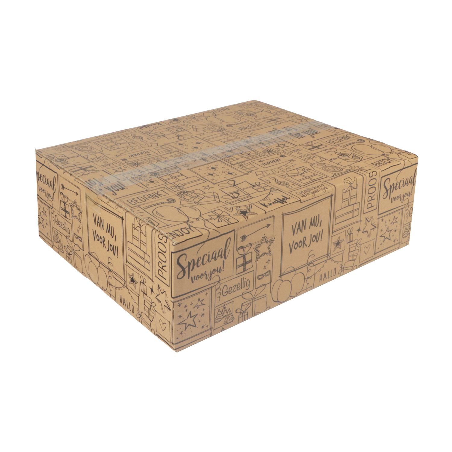 Picture of Kerstdoos G150 doodles 49x39x15 cm kraft 