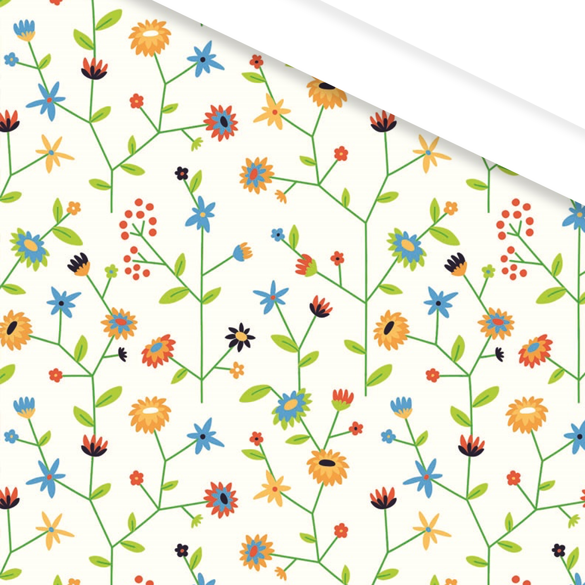 Picture of Rol kadopapier 30 cm 200 mtr gekleurde bloemen
