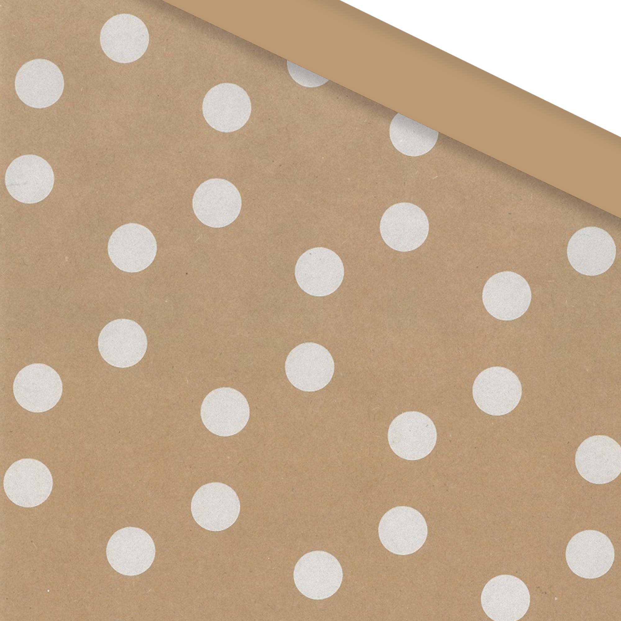 Afbeelding van Rol kadopapier 30 cm 200 mtr Stippen wit bruin kraft