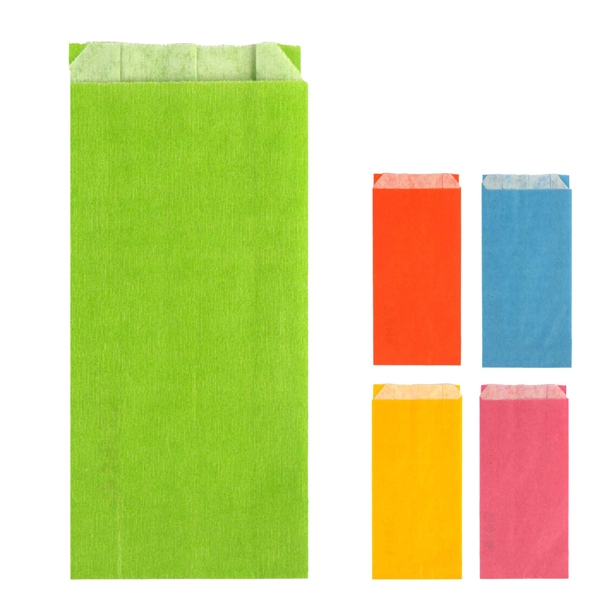 Afbeelding van Pak à 100 kadozak 14x28+2,5 cm wit kraft assorti kleuren