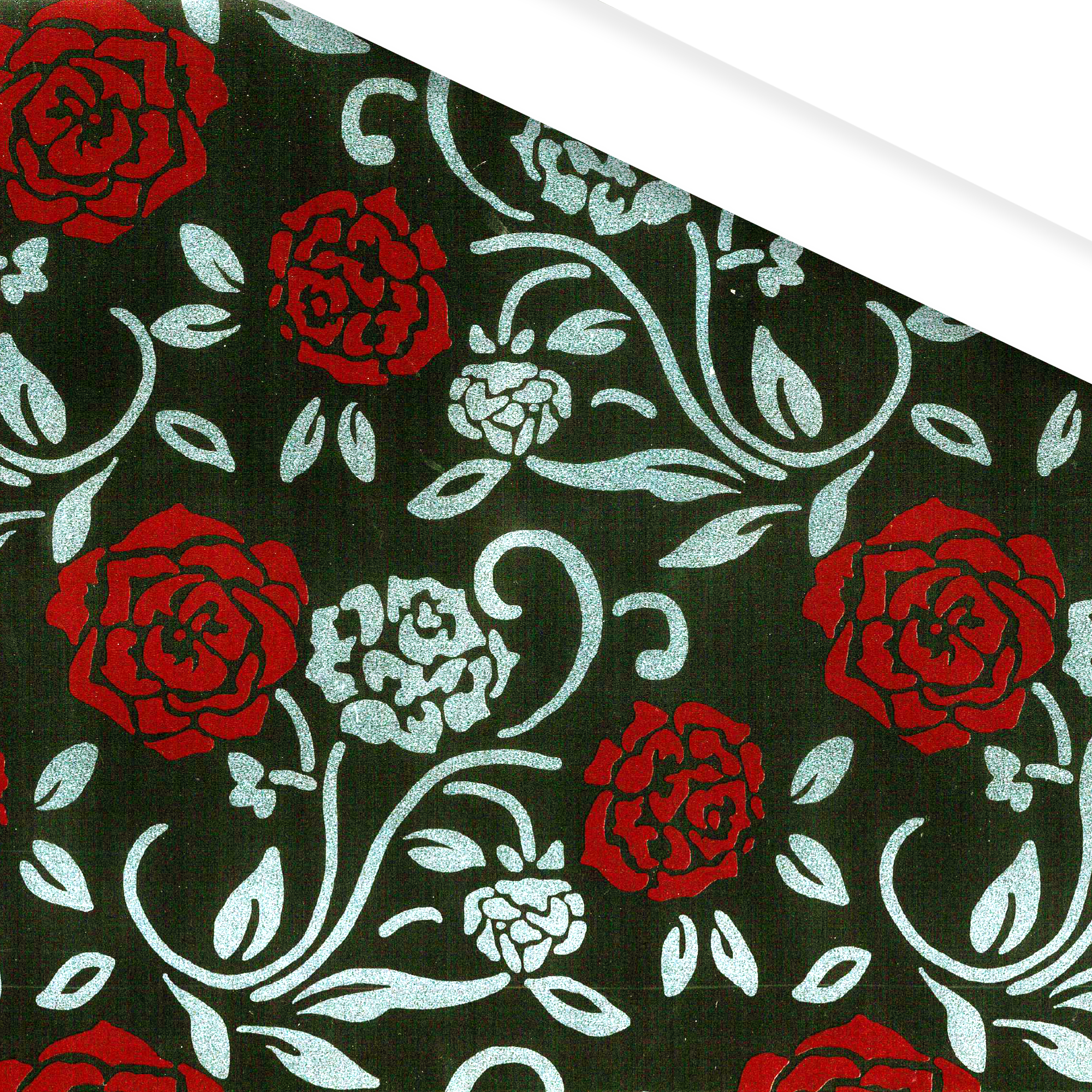 Afbeelding van Rol kadopapier 30 cm/200 mtr Flower black (uc)