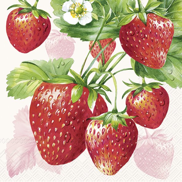 Picture of Pak à 20 servetten 33x33 cm 3 laags aardbei