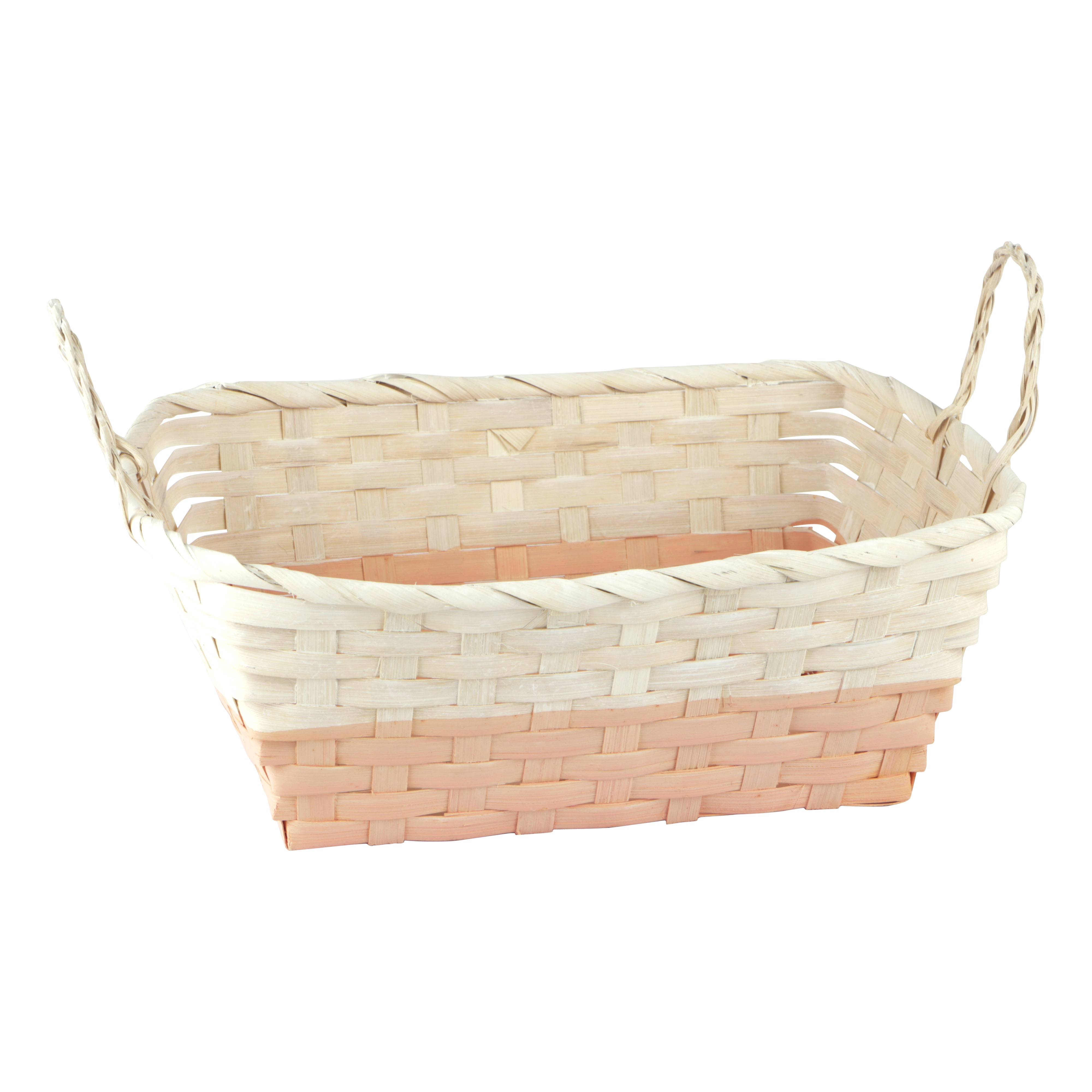 Picture of Mand rechthoek bamboe 28x20x11 cm met grepen wit/pastel oranje 