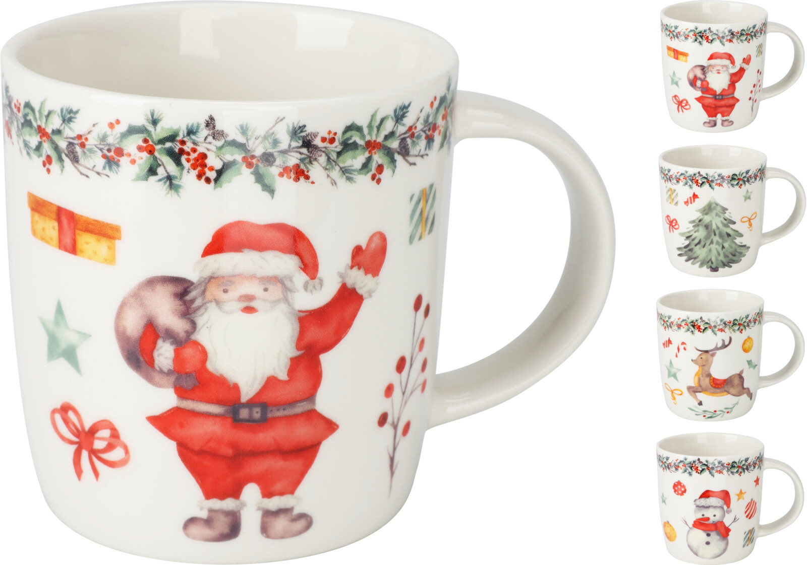 Afbeelding van Mok porselein  370 ml kerst ornamenten assorti
