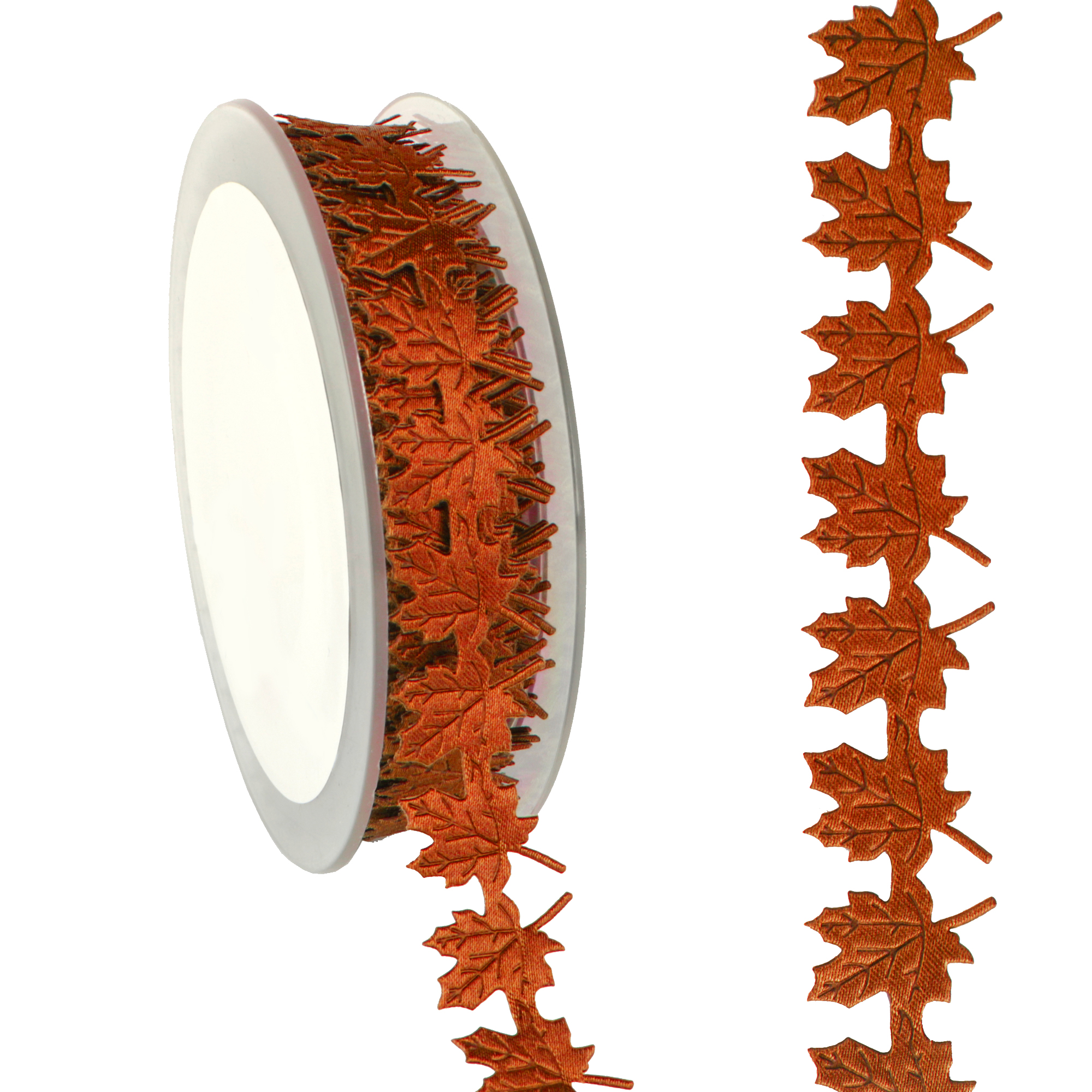 Picture of Rol satijnlint 20 mm 14 mtr bladeren koper 