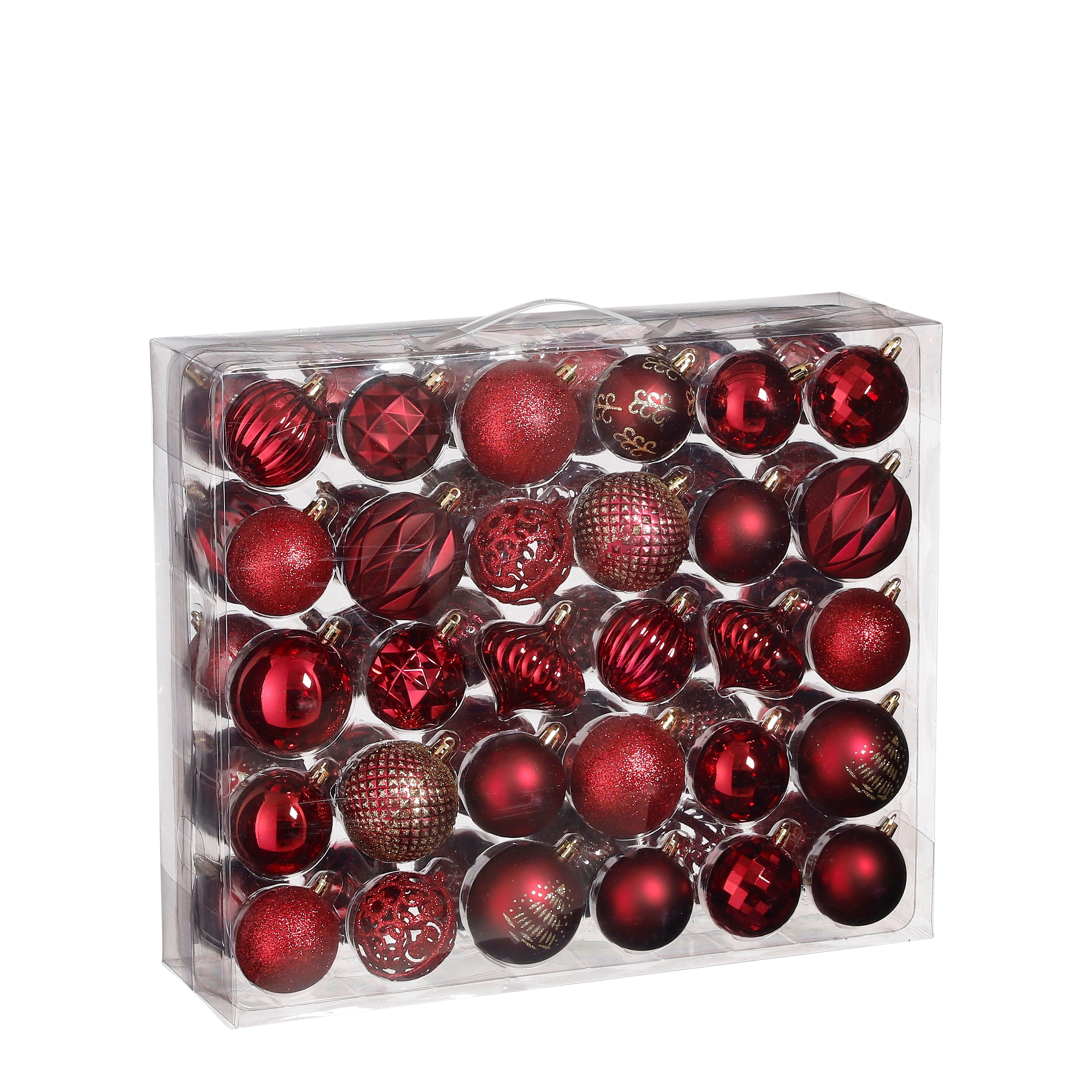 Picture of Koffer à 60 kerstbal 7 cm onbreekbaar donkerrood (uc)