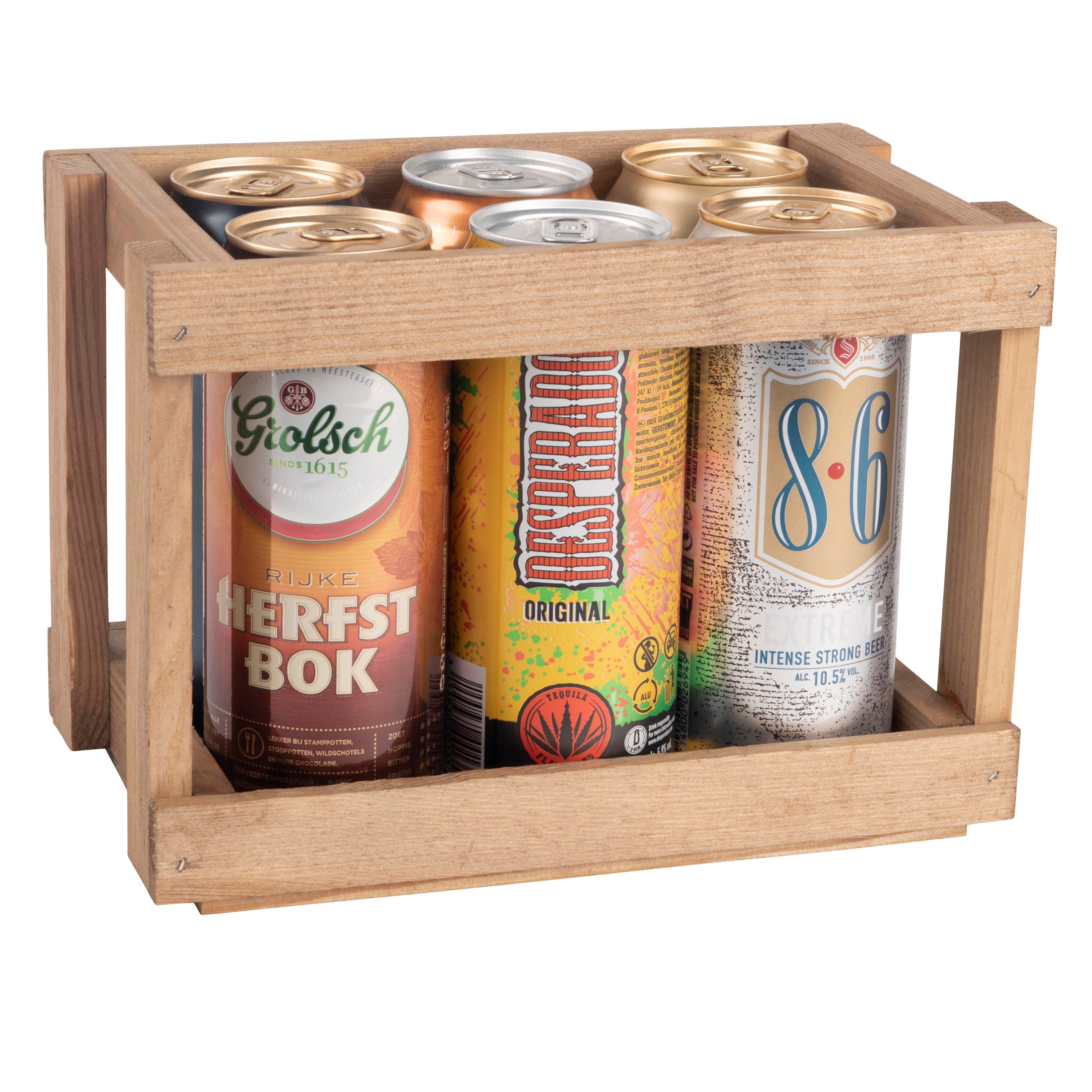 Picture of Ds à 10 houten bierkratjes 6 blikjes/flesjes (0,50ltr) antique (uc)