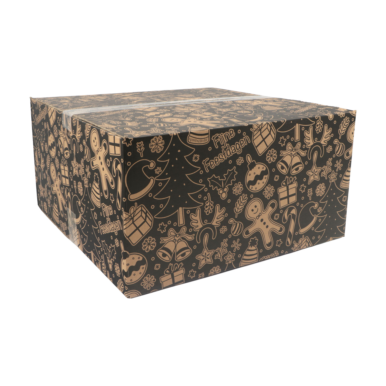Afbeelding van Kerstdoos Kerstornamenten 49,5x49,5x25 cm kraft zwart