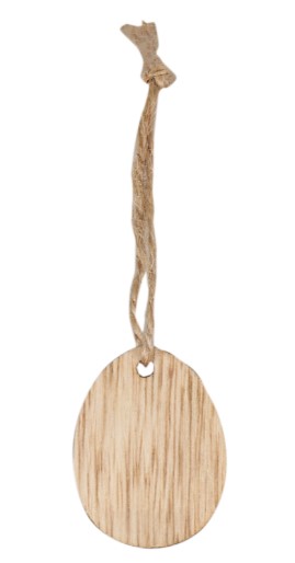 Afbeelding van Pak à 36 houten hanger 4,5x3,5 cm eivorm