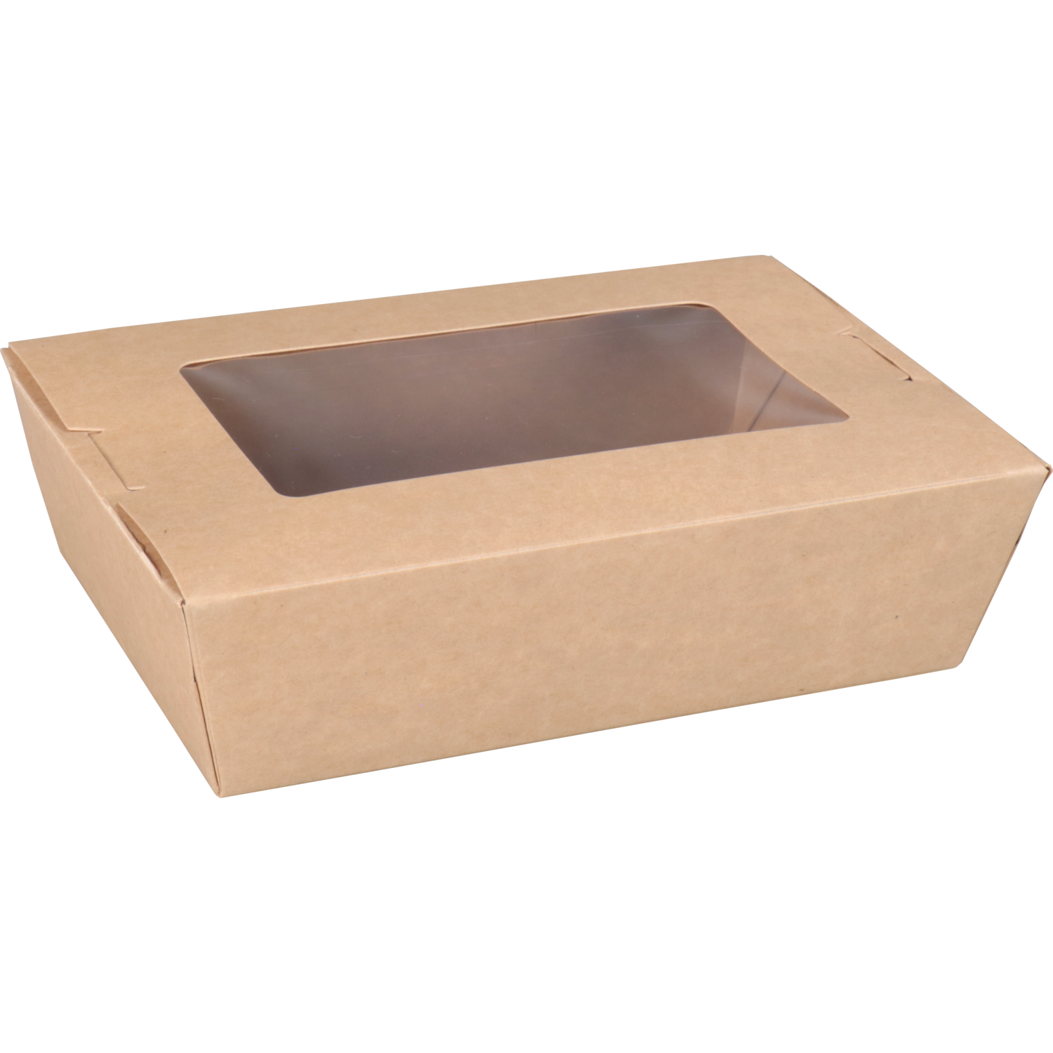 Afbeelding van Zak à 50 maaltijdbox 15x10x4,5 cm bruin met venster 