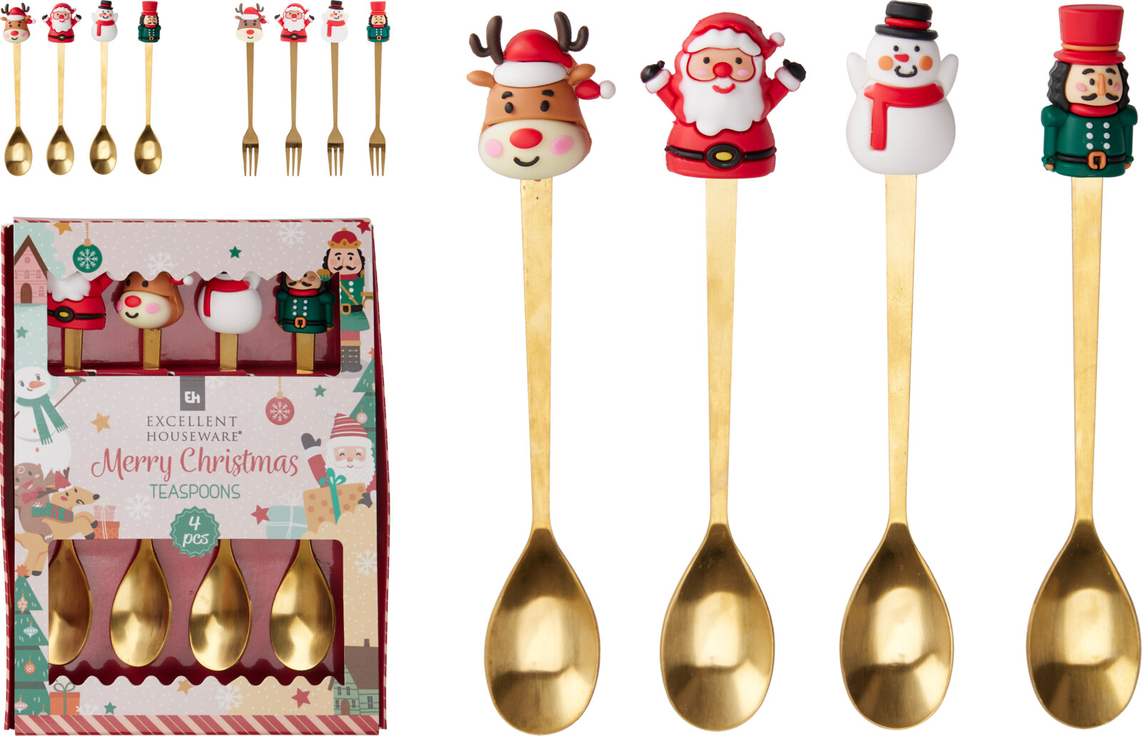 Picture of Bestekset lepel + vork rvs kerst assorti