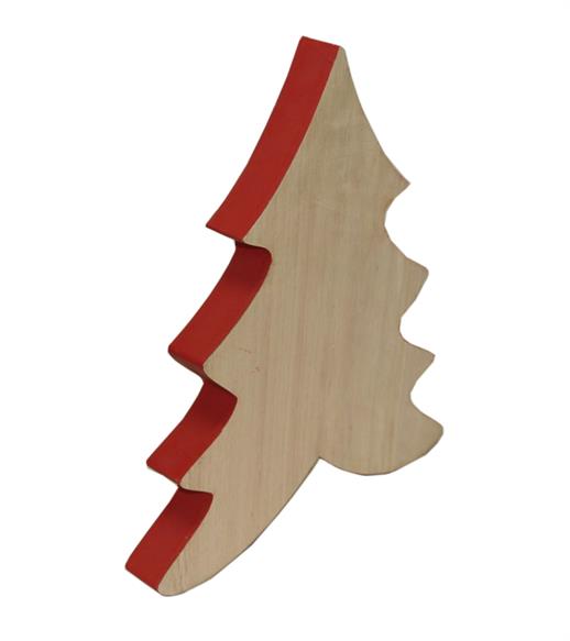Picture of Houten decoratie kerstboom rood 40x46x4,2 cm (uc)
