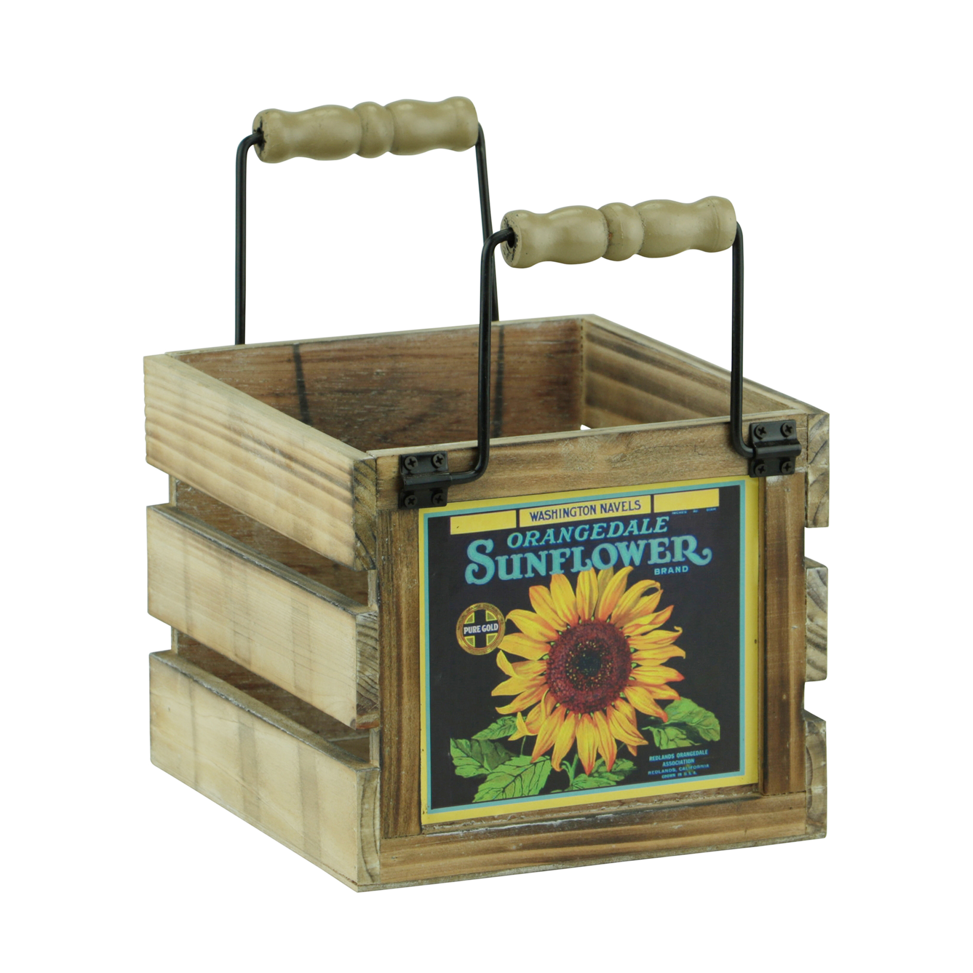 Picture of Houten krat 19x17x15 cm Sun flower