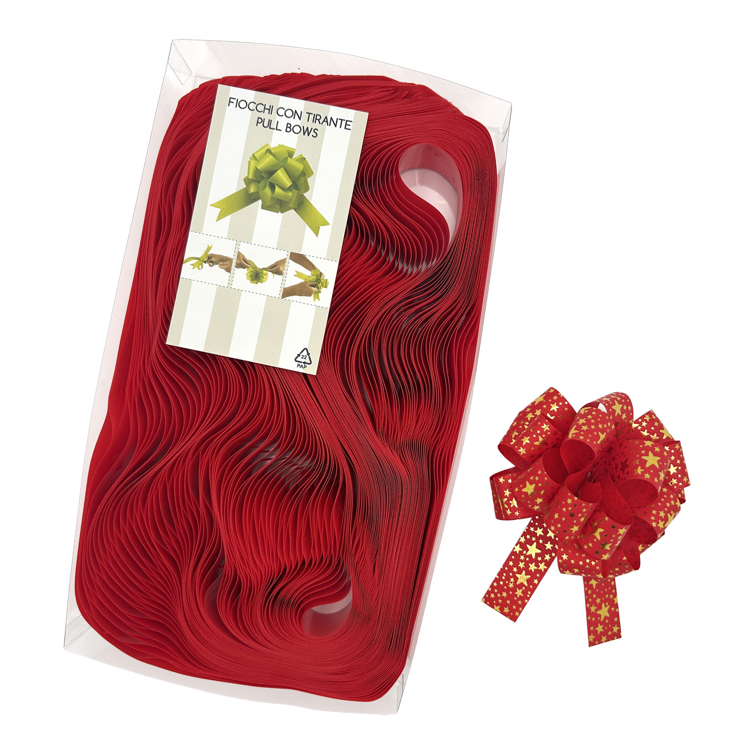 Afbeelding van Pak à 30 trekstrik Ø95 mm 20 mm shiny stars rood/goud